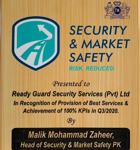Ready Guard Security Services security and market safety recognition plaque
