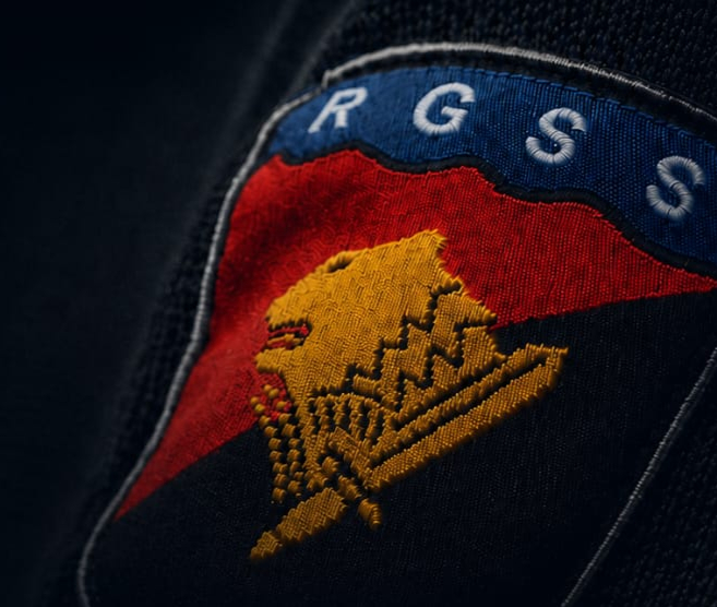 Close-up of the Ready Guard Security Services uniform crest